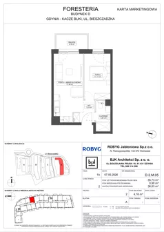 2 pokoje, mieszkanie 35,73 m², piętro 2, oferta nr D.2M05, Foresteria, Gdynia, Wielki Kack, Kacze Buki, ul. Bieszczadzka