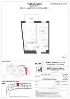 2 pokoje, mieszkanie 35,12 m², piętro 3, oferta nr D.3M07, Foresteria, Gdynia, Wielki Kack, Kacze Buki, ul. Bieszczadzka
