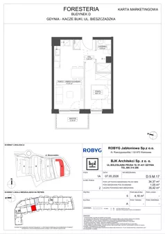 2 pokoje, mieszkanie 34,37 m², piętro 5, oferta nr D.5M17, Foresteria Etap D, Gdynia, Wielki Kack, Kacze Buki, ul. Bieszczadzka