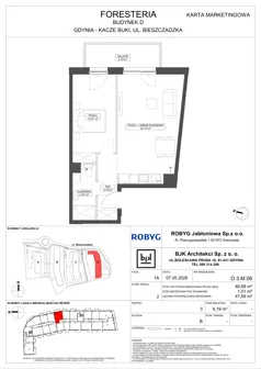 2 pokoje, mieszkanie 46,68 m², piętro 3, oferta nr D.3M06, Foresteria, Gdynia, Wielki Kack, Kacze Buki, ul. Bieszczadzka