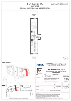 2 pokoje, mieszkanie 43,04 m², parter, oferta nr D.0M03, Foresteria Etap D, Gdynia, Wielki Kack, Kacze Buki, ul. Bieszczadzka