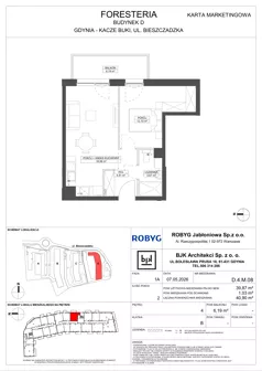 2 pokoje, mieszkanie 39,87 m², piętro 4, oferta nr D.4M08, Foresteria Etap D, Gdynia, Wielki Kack, Kacze Buki, ul. Bieszczadzka