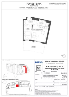 2 pokoje, mieszkanie 46,68 m², piętro 1, oferta nr D.1M06, Foresteria Etap D, Gdynia, Wielki Kack, Kacze Buki, ul. Bieszczadzka