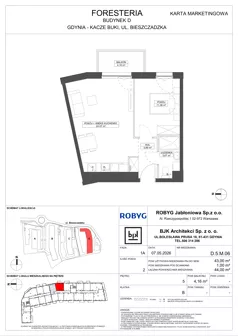 2 pokoje, mieszkanie 43,00 m², piętro 5, oferta nr D.5M06, Foresteria Etap D, Gdynia, Wielki Kack, Kacze Buki, ul. Bieszczadzka