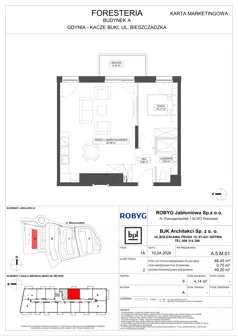2 pokoje, mieszkanie 48,45 m², piętro 5, oferta nr A.5M01, Foresteria Etap A, Gdynia, Wielki Kack, Kacze Buki, ul. Bieszczadzka