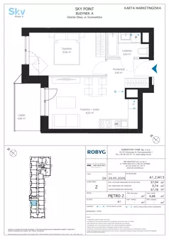 2 pokoje, apartament inwestycyjny 37,04 m², piętro 2, oferta nr A1.2M13, Sky Point - Apartamenty Inwestycyjne, Gdańsk, Oliwa, Zaspa-Rozstaje, al. Grunwaldzka