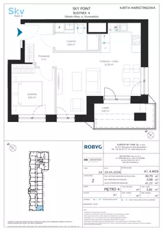 2 pokoje, apartament inwestycyjny 40,79 m², piętro 4, oferta nr A1.4M09, Sky Point - Apartamenty Inwestycyjne, Gdańsk, Oliwa, Zaspa-Rozstaje, al. Grunwaldzka