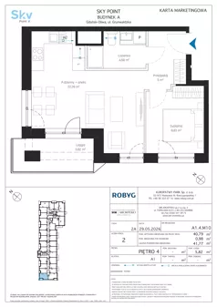 2 pokoje, apartament inwestycyjny 40,79 m², piętro 4, oferta nr A1.4M10, Sky Point - Apartamenty Inwestycyjne, Gdańsk, Oliwa, Zaspa-Rozstaje, al. Grunwaldzka