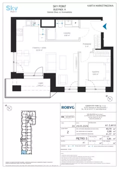 2 pokoje, apartament inwestycyjny 40,79 m², piętro 5, oferta nr A1.5M10, Sky Point - Apartamenty Inwestycyjne, Gdańsk, Oliwa, Zaspa-Rozstaje, al. Grunwaldzka