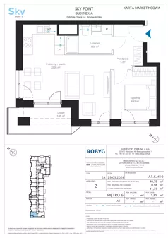 2 pokoje, apartament inwestycyjny 40,79 m², piętro 6, oferta nr A1.6M10, Sky Point - Apartamenty Inwestycyjne, Gdańsk, Oliwa, Zaspa-Rozstaje, al. Grunwaldzka