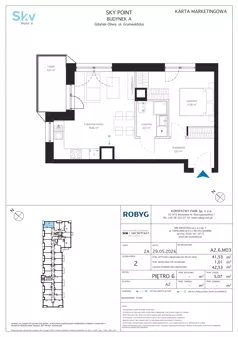 2 pokoje, apartament inwestycyjny 41,53 m², piętro 6, oferta nr A2.6M03, Sky Point - Apartamenty Inwestycyjne, Gdańsk, Oliwa, Zaspa-Rozstaje, al. Grunwaldzka