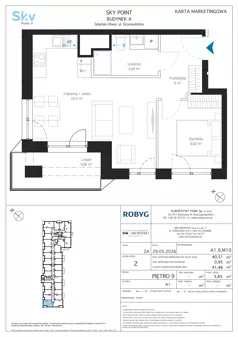 2 pokoje, apartament inwestycyjny 40,51 m², piętro 9, oferta nr A1.9M10, Sky Point - Apartamenty Inwestycyjne, Gdańsk, Oliwa, Zaspa-Rozstaje, al. Grunwaldzka