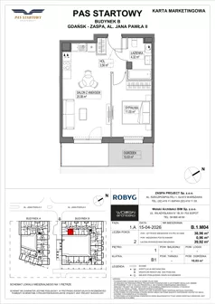 2 pokoje, mieszkanie 30,62 m², piętro 5, oferta nr B.5M24, Pas Startowy, Gdańsk, Zaspa, Zaspa-Młyniec, al. Jana Pawła II