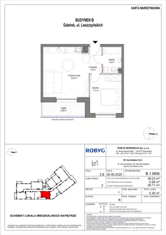 2 pokoje, mieszkanie 39,03 m², piętro 1, oferta nr B.1M06, Leszczyńskich 2, Gdańsk, Zaspa, Zaspa-Rozstaje, ul. Leszczyńskich 2