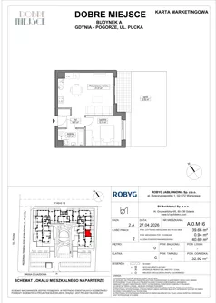 2 pokoje, mieszkanie 39,66 m², piętro 1, oferta nr A.1M18, Dobre Miejsce, Gdynia, Pogórze, Pogórze, ul. Pucka