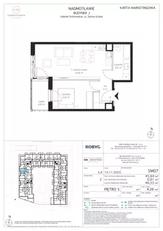 2 pokoje, mieszkanie 45,64 m², piętro 5, oferta nr J.5M07, Nadmotławie Apartments Budynek J, Gdańsk, Śródmieście, ul. Sienna Grobla
