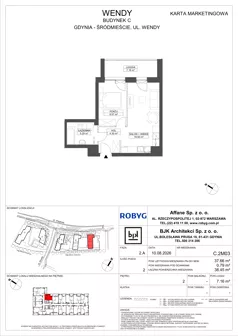 2 pokoje, mieszkanie 37,66 m², piętro 2, oferta nr C.2M03, WENDY - Budynek C, Gdynia, Śródmieście, Śródmieście, ul. Wendy 7-9
