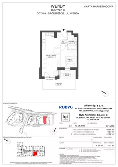 2 pokoje, mieszkanie 40,95 m², piętro 1, oferta nr C.1M10, WENDY - Budynek C, Gdynia, Śródmieście, Śródmieście, ul. Wendy 7-9