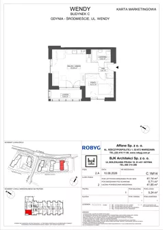 2 pokoje, mieszkanie 41,14 m², piętro 1, oferta nr C.1M14, WENDY - Budynek C, Gdynia, Śródmieście, Śródmieście, ul. Wendy 7-9