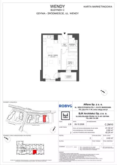 2 pokoje, mieszkanie 41,32 m², piętro 2, oferta nr C.2M10, WENDY - Budynek C, Gdynia, Śródmieście, Śródmieście, ul. Wendy 7-9