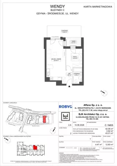 2 pokoje, mieszkanie 41,14 m², piętro 1, oferta nr C.1M14, WENDY - Budynek C, Gdynia, Śródmieście, Śródmieście, ul. Wendy 7-9