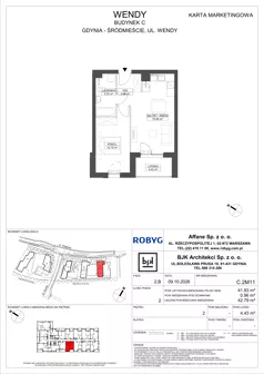 2 pokoje, mieszkanie 41,83 m², piętro 2, oferta nr C.2M11, WENDY - Budynek C, Gdynia, Śródmieście, Śródmieście, ul. Wendy 7-9