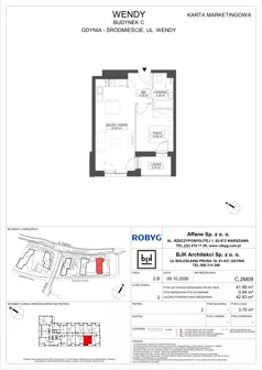 2 pokoje, mieszkanie 41,89 m², piętro 2, oferta nr C.2M09, WENDY - Budynek C, Gdynia, Śródmieście, Śródmieście, ul. Wendy 7-9
