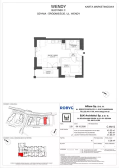 2 pokoje, mieszkanie 41,02 m², piętro 4, oferta nr C.4M12, WENDY - Budynek C, Gdynia, Śródmieście, Śródmieście, ul. Wendy 7-9