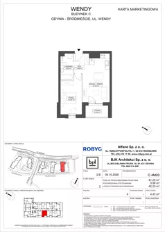2 pokoje, mieszkanie 41,25 m², piętro 4, oferta nr C.4M09, WENDY - Budynek C, Gdynia, Śródmieście, Śródmieście, ul. Wendy 7-9