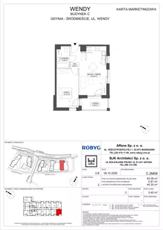 2 pokoje, mieszkanie 43,39 m², piętro 2, oferta nr C.2M08, WENDY - Budynek C, Gdynia, Śródmieście, Śródmieście, ul. Wendy 7-9
