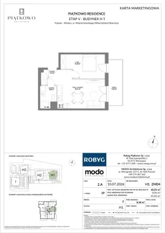 2 pokoje, mieszkanie 40,05 m², piętro 2, oferta nr H1.2M04, Piątkowo Residence, Poznań, Piątkowo, Piątkowo, ul. Wojciechowskiego