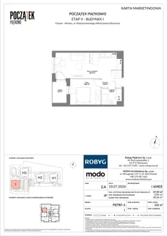 2 pokoje, mieszkanie 37,59 m², piętro 6, oferta nr I.6M03, Początek Piątkowo Budynek I, Poznań, Piątkowo, ul. Wojciechowskiego
