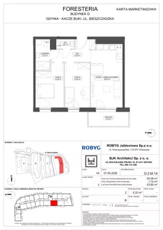 3 pokoje, mieszkanie 52,06 m², piętro 2, oferta nr D.2M14, Foresteria Etap D, Gdynia, Wielki Kack, Kacze Buki, ul. Bieszczadzka