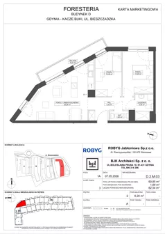 3 pokoje, mieszkanie 60,85 m², piętro 2, oferta nr D.2M03, Foresteria Etap D, Gdynia, Wielki Kack, Kacze Buki, ul. Bieszczadzka