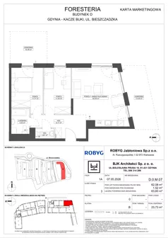 3 pokoje, mieszkanie 60,85 m², piętro 1, oferta nr D.1M03, Foresteria, Gdynia, Wielki Kack, Kacze Buki, ul. Bieszczadzka