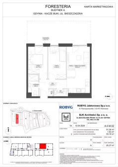 3 pokoje, mieszkanie 51,36 m², piętro 1, oferta nr A.1M03, Foresteria Etap A, Gdynia, Wielki Kack, Kacze Buki, ul. Bieszczadzka