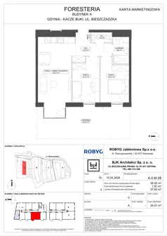 3 pokoje, mieszkanie 51,36 m², piętro 1, oferta nr A.1M03, Foresteria Etap A, Gdynia, Wielki Kack, Kacze Buki, ul. Bieszczadzka