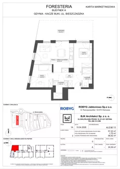 3 pokoje, mieszkanie 57,22 m², parter, oferta nr A.0M11, Foresteria Etap A, Gdynia, Wielki Kack, Kacze Buki, ul. Bieszczadzka