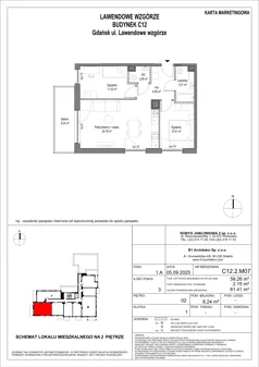 3 pokoje, mieszkanie 59,26 m², piętro 2, oferta nr C12.2M07, Lawendowe Wzgórza, Gdańsk, Jasień, ul. Lawendowe Wzgórze