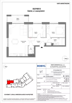 3 pokoje, mieszkanie 67,00 m², piętro 1, oferta nr B.1M10, Leszczyńskich 2, Gdańsk, Zaspa, Zaspa-Rozstaje, ul. Leszczyńskich 2