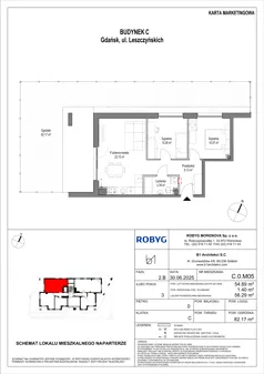 3 pokoje, mieszkanie 53,90 m², piętro 5, oferta nr B.5M05, Leszczyńskich 2, Gdańsk, Zaspa, Zaspa-Rozstaje, ul. Leszczyńskich 2