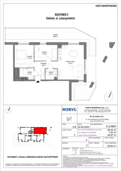 3 pokoje, mieszkanie 68,04 m², piętro 2, oferta nr C.2M01, Leszczyńskich 2, Gdańsk, Zaspa, Zaspa-Rozstaje, ul. Leszczyńskich 2
