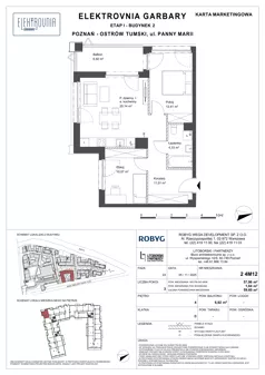 3 pokoje, mieszkanie 57,96 m², piętro 4, oferta nr 2.4M12, Elektrovnia Garbary, Poznań, Ostrów Tumski-Śródka-Zawady-Komandoria, Ostrów Tumski, ul. Panny Marii