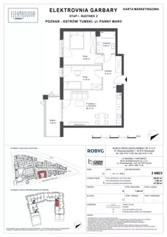 3 pokoje, mieszkanie 65,65 m², piętro 6, oferta nr 2.6M23, Elektrovnia Garbary, Poznań, Ostrów Tumski-Śródka-Zawady-Komandoria, Ostrów Tumski, ul. Panny Marii