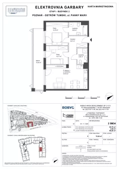 3 pokoje, mieszkanie 65,78 m², piętro 5, oferta nr 2.5M34, Elektrovnia Garbary, Poznań, Ostrów Tumski-Śródka-Zawady-Komandoria, Ostrów Tumski, ul. Panny Marii