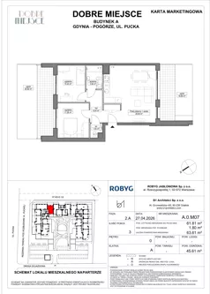 3 pokoje, mieszkanie 61,15 m², piętro 1, oferta nr A.1M13, Dobre Miejsce, Gdynia, Pogórze, Pogórze, ul. Pucka