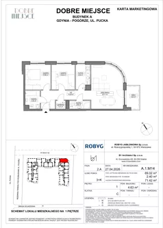 3 pokoje, mieszkanie 69,02 m², piętro 1, oferta nr A.1M14, Dobre Miejsce, Gdynia, Pogórze, Pogórze, ul. Pucka