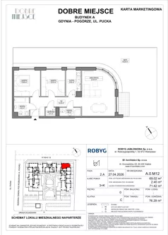 3 pokoje, mieszkanie 69,02 m², piętro 1, oferta nr A.1M14, Dobre Miejsce, Gdynia, Pogórze, Pogórze, ul. Pucka