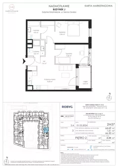 3 pokoje, mieszkanie 64,69 m², piętro 2, oferta nr J.2M37, Nadmotławie Apartments Budynek J, Gdańsk, Śródmieście, ul. Sienna Grobla