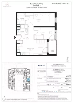 3 pokoje, mieszkanie 64,60 m², piętro 4, oferta nr J.4M37, Nadmotławie Apartments Budynek J, Gdańsk, Śródmieście, ul. Sienna Grobla